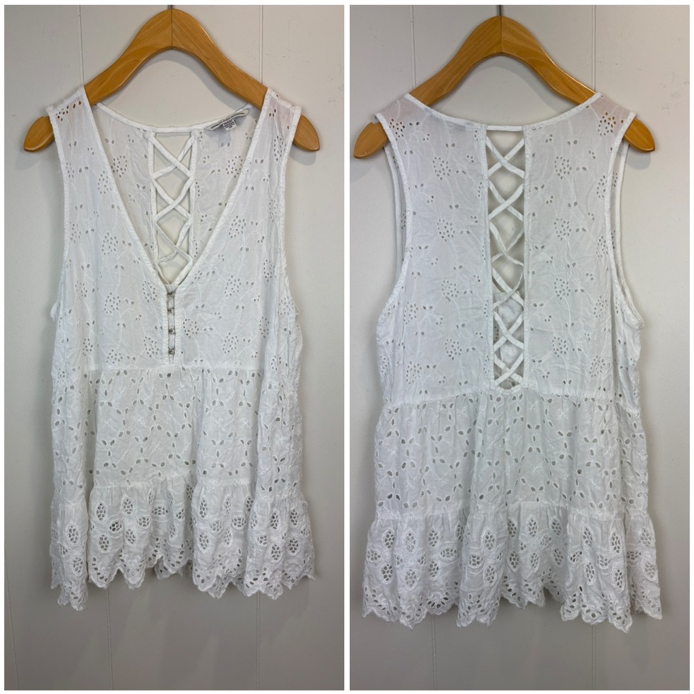 Lightweight American Eagle White Flowy Top